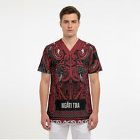Aotearoa Iwi Ngati Toa Scrub Top Maori Wharenui House Tribal Pattern