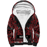 Aotearoa Iwi Ngati Toa Sherpa Hoodie Maori Wharenui House Tribal Pattern LT9 Unisex Dark Red - Polynesian Pride