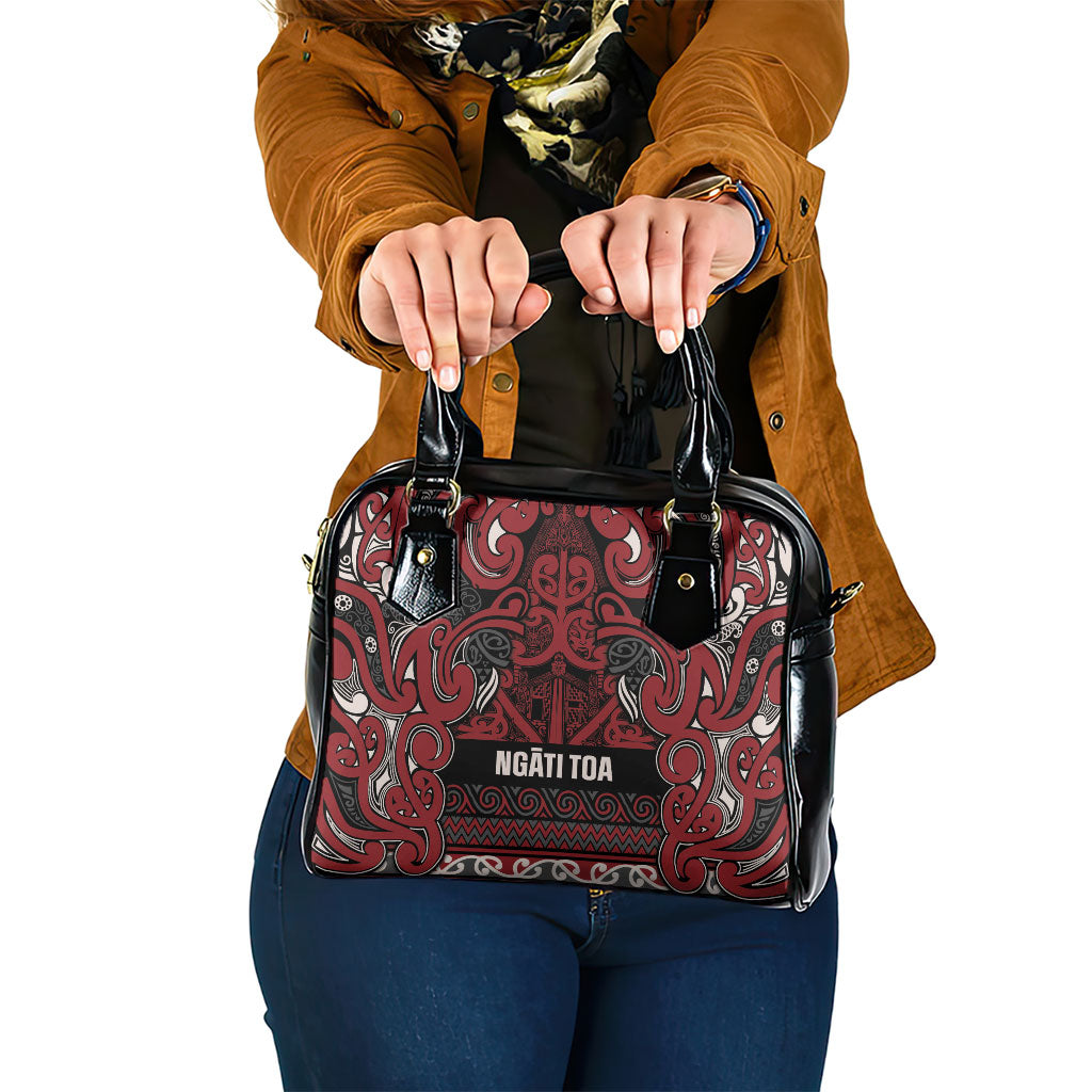 Aotearoa Iwi Ngati Toa Shoulder Handbag Maori Wharenui House Tribal Pattern LT9 One Size Dark Red - Polynesian Pride