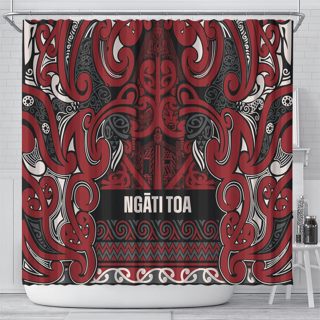 Aotearoa Iwi Ngati Toa Shower Curtain Maori Wharenui House Tribal Pattern LT9 - Polynesian Pride