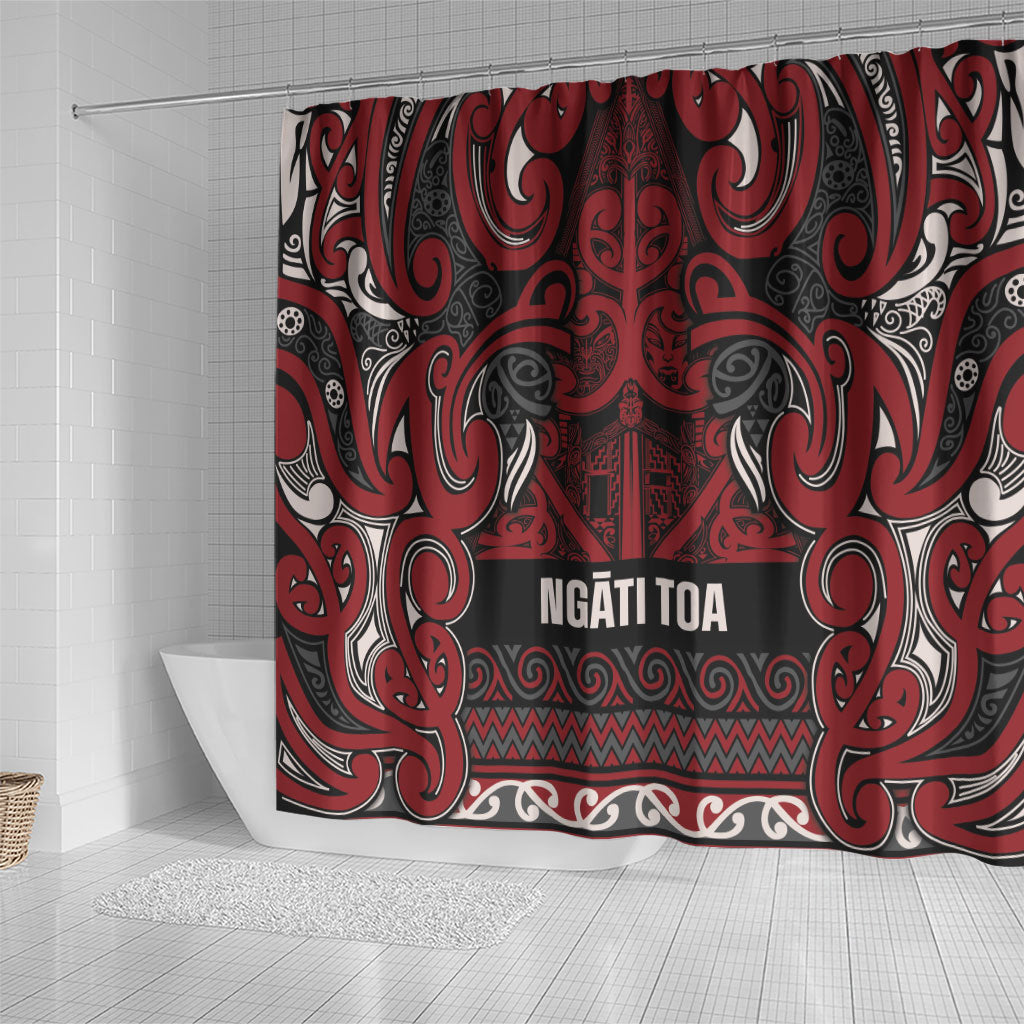 Aotearoa Iwi Ngati Toa Shower Curtain Maori Wharenui House Tribal Pattern LT9 - Polynesian Pride