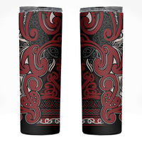 Aotearoa Iwi Ngati Toa Skinny Tumbler Maori Wharenui House Tribal Pattern LT9 Dark Red - Polynesian Pride