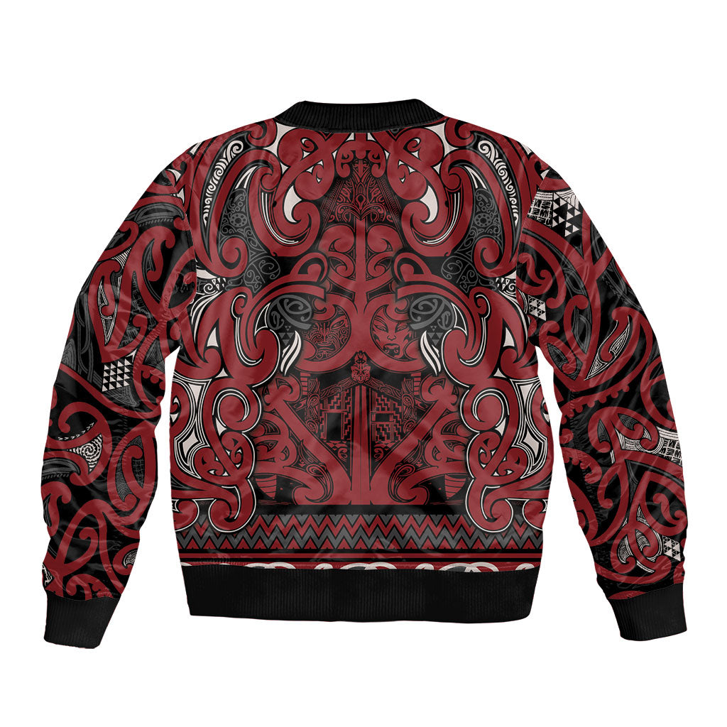 Aotearoa Iwi Ngati Toa Sleeve Zip Bomber Jacket Maori Wharenui House Tribal Pattern LT9 - Polynesian Pride