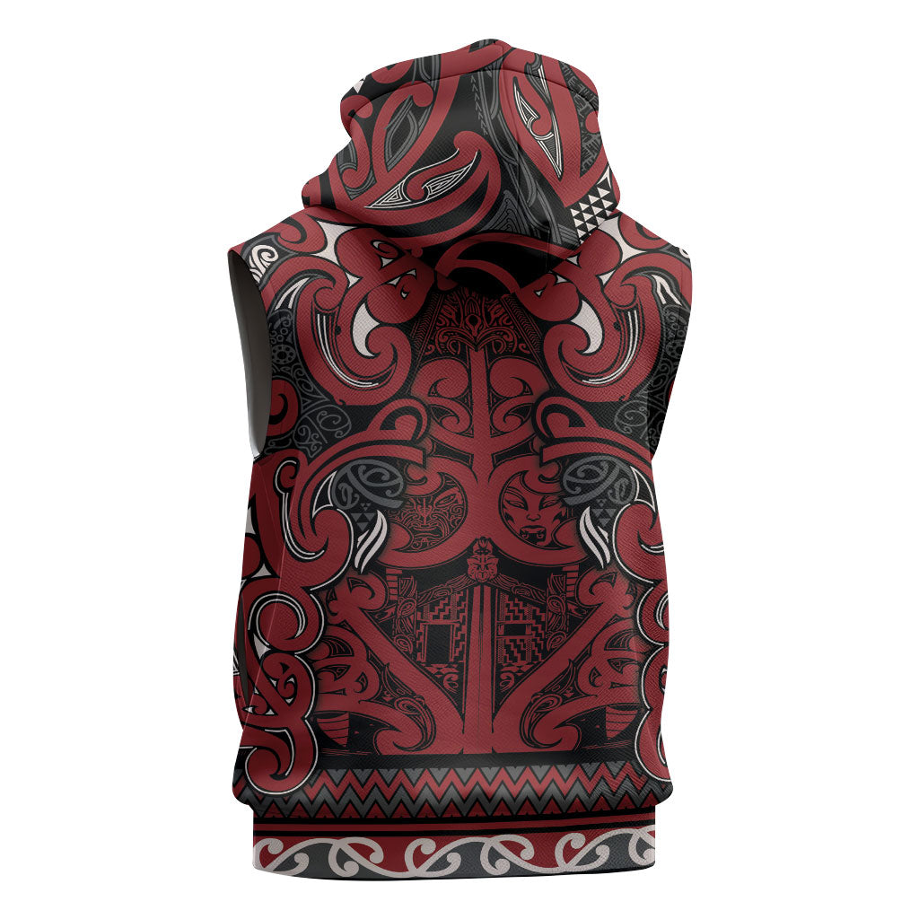 Aotearoa Iwi Ngati Toa Sleeveless Hoodie Maori Wharenui House Tribal Pattern LT9 - Polynesian Pride