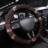 Aotearoa Iwi Ngati Toa Steering Wheel Cover Maori Wharenui House Tribal Pattern LT9 Universal Fit Dark Red - Polynesian Pride
