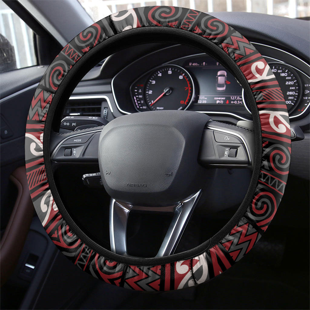 Aotearoa Iwi Ngati Toa Steering Wheel Cover Maori Wharenui House Tribal Pattern LT9 - Polynesian Pride