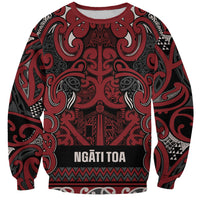 Aotearoa Iwi Ngati Toa Sweatshirt Maori Wharenui House Tribal Pattern LT9 Unisex Dark Red - Polynesian Pride