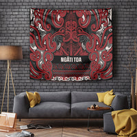 Aotearoa Iwi Ngati Toa Tapestry Maori Wharenui House Tribal Pattern LT9 Dark Red - Polynesian Pride