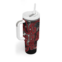 Aotearoa Iwi Ngati Toa Tumbler With Handle Maori Wharenui House Tribal Pattern LT9 - Polynesian Pride
