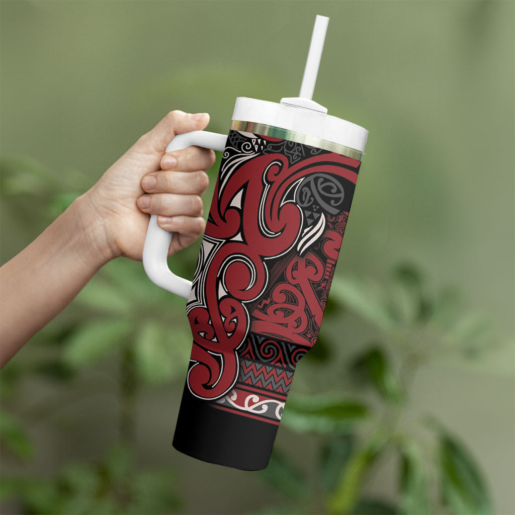 Aotearoa Iwi Ngati Toa Tumbler With Handle Maori Wharenui House Tribal Pattern LT9 - Polynesian Pride