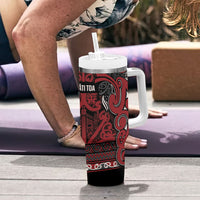 Aotearoa Iwi Ngati Toa Tumbler With Handle Maori Wharenui House Tribal Pattern LT9 - Polynesian Pride