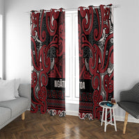 Aotearoa Iwi Ngati Toa Window Curtain Maori Wharenui House Tribal Pattern LT9 With Grommets Dark Red - Polynesian Pride