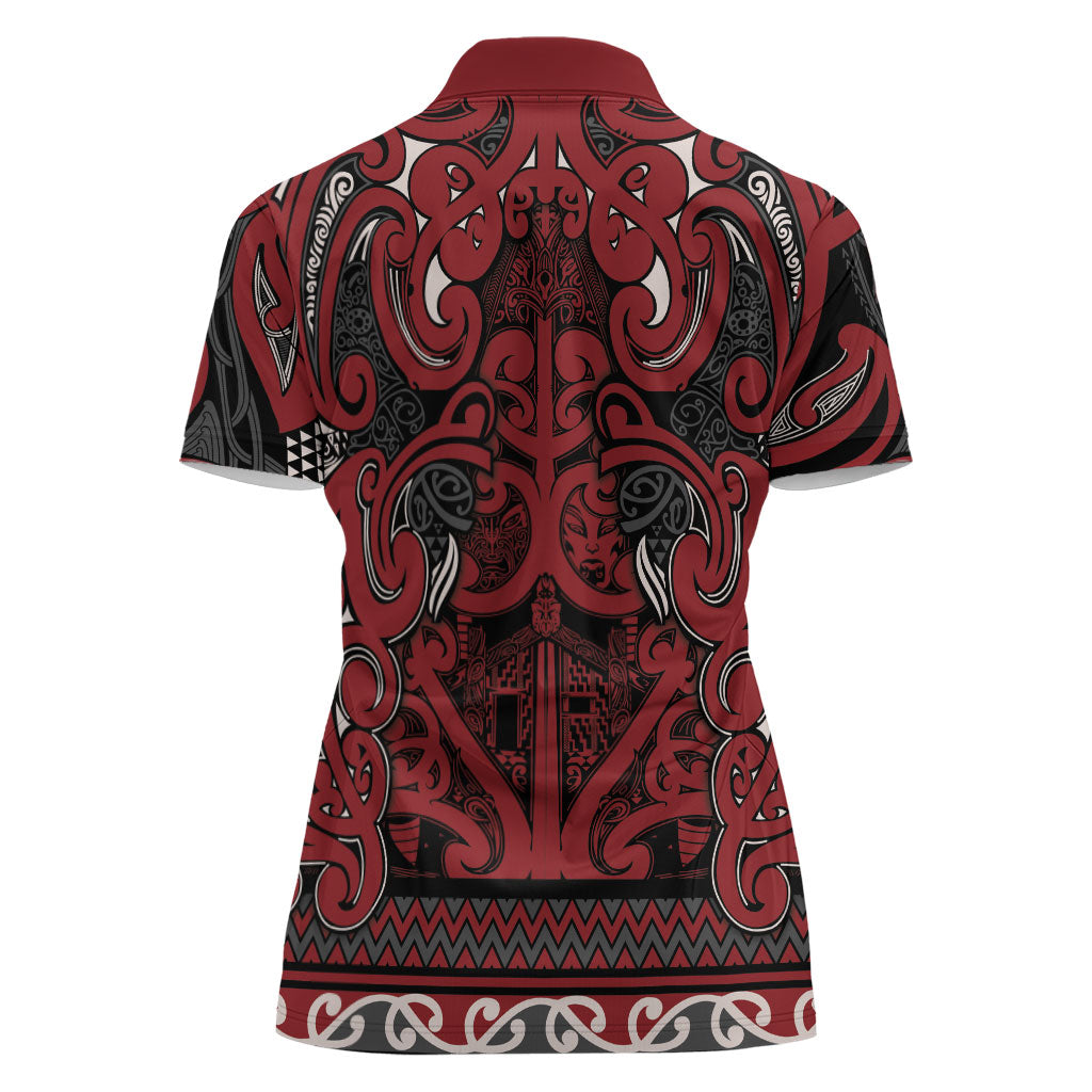 Aotearoa Iwi Ngati Toa Women Polo Shirt Maori Wharenui House Tribal Pattern LT9 - Polynesian Pride