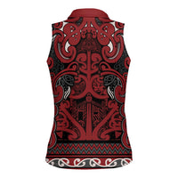 Aotearoa Iwi Ngati Toa Women Sleeveless Polo Shirt Maori Wharenui House Tribal Pattern LT9 - Polynesian Pride