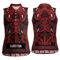 Aotearoa Iwi Ngati Toa Women Sleeveless Polo Shirt Maori Wharenui House Tribal Pattern LT9 - Polynesian Pride