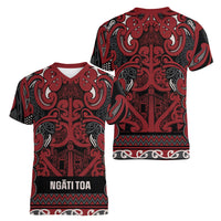 Aotearoa Iwi Ngati Toa Women V-Neck T-Shirt Maori Wharenui House Tribal Pattern LT9 - Polynesian Pride