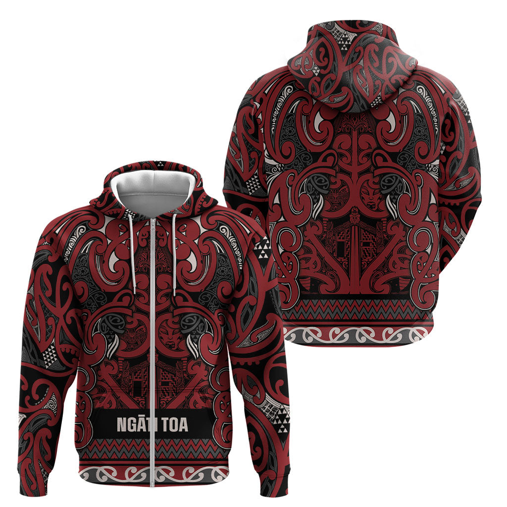 Aotearoa Iwi Ngati Toa Zip Hoodie Maori Wharenui House Tribal Pattern LT9 - Polynesian Pride