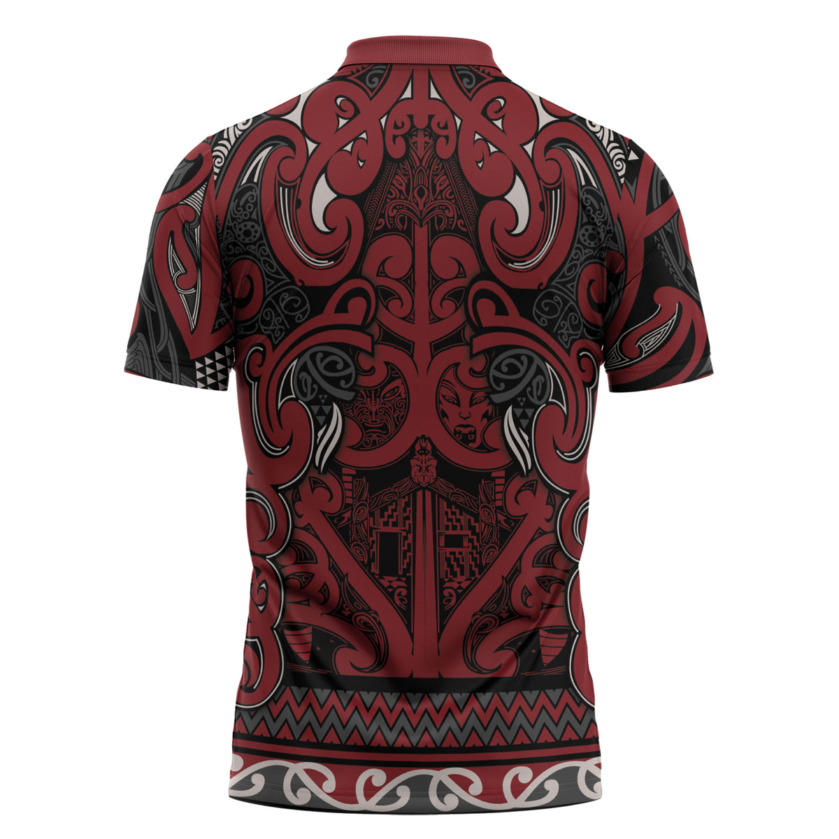 Aotearoa Iwi Ngati Toa Zipper Polo Shirt Maori Wharenui House Tribal Pattern LT9 - Polynesian Pride