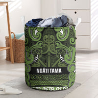 Aotearoa Iwi Ngāti Tama ki Taranaki Trust Laundry Basket Maori Wharenui House Tribal Pattern LT9 Lime - Polynesian Pride