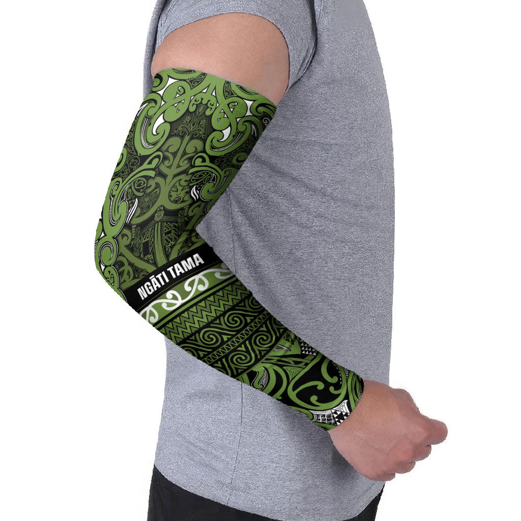 Aotearoa Iwi Ngāti Tama ki Taranaki Trust Arm Sleeves Maori Wharenui House Tribal Pattern LT9 - Polynesian Pride