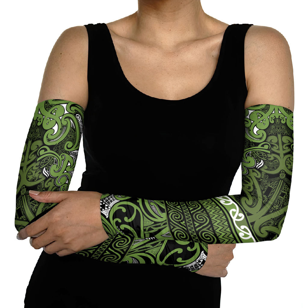 Aotearoa Iwi Ngāti Tama ki Taranaki Trust Arm Sleeves Maori Wharenui House Tribal Pattern LT9 - Polynesian Pride