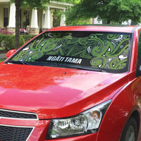 Aotearoa Iwi Ngāti Tama ki Taranaki Trust Auto Sun Shade Maori Wharenui House Tribal Pattern LT9 - Polynesian Pride