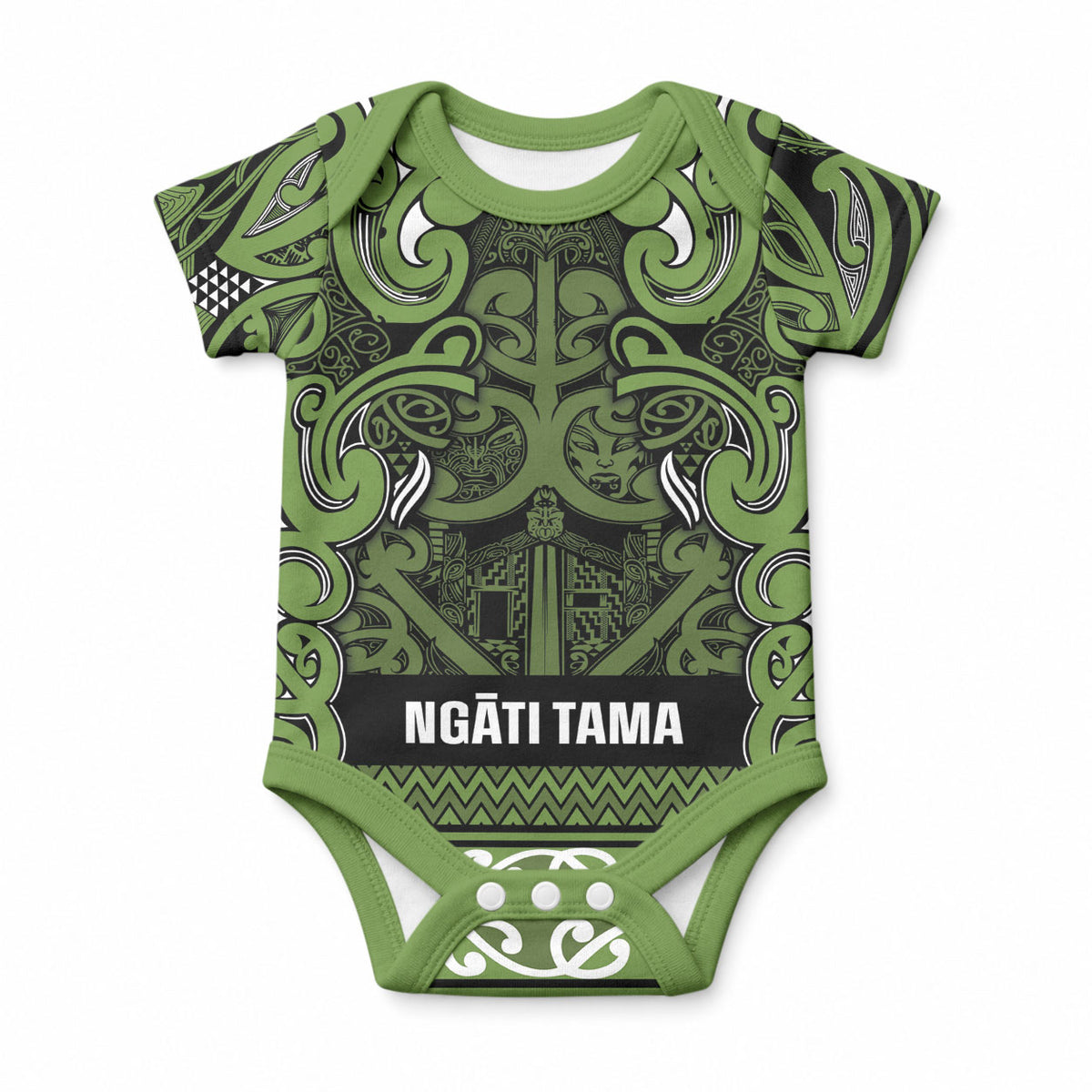 Aotearoa Iwi Ngāti Tama ki Taranaki Trust Baby Onesie Maori Wharenui House Tribal Pattern