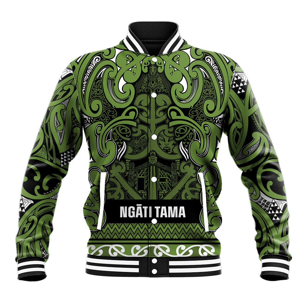 Aotearoa Iwi Ngāti Tama ki Taranaki Trust Baseball Jacket Maori Wharenui House Tribal Pattern LT9 Unisex Lime - Polynesian Pride