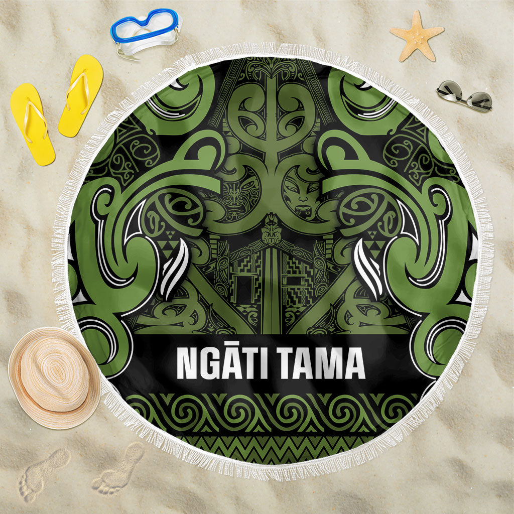 Aotearoa Iwi Ngāti Tama ki Taranaki Trust Beach Blanket Maori Wharenui House Tribal Pattern LT9 One Size 150cm Lime - Polynesian Pride