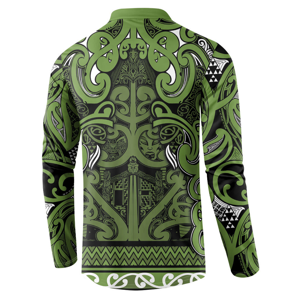 Aotearoa Iwi Ngāti Tama ki Taranaki Trust Button Sweatshirt Maori Wharenui House Tribal Pattern LT9 - Polynesian Pride