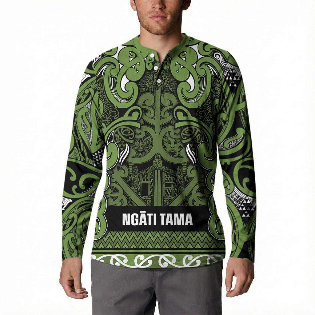 Aotearoa Iwi Ngāti Tama ki Taranaki Trust Button Sweatshirt Maori Wharenui House Tribal Pattern LT9 - Polynesian Pride