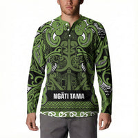 Aotearoa Iwi Ngāti Tama ki Taranaki Trust Button Sweatshirt Maori Wharenui House Tribal Pattern LT9 - Polynesian Pride
