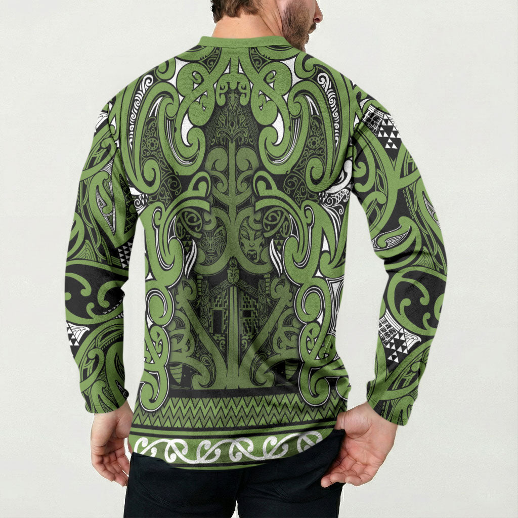 Aotearoa Iwi Ngāti Tama ki Taranaki Trust Button Sweatshirt Maori Wharenui House Tribal Pattern LT9 - Polynesian Pride