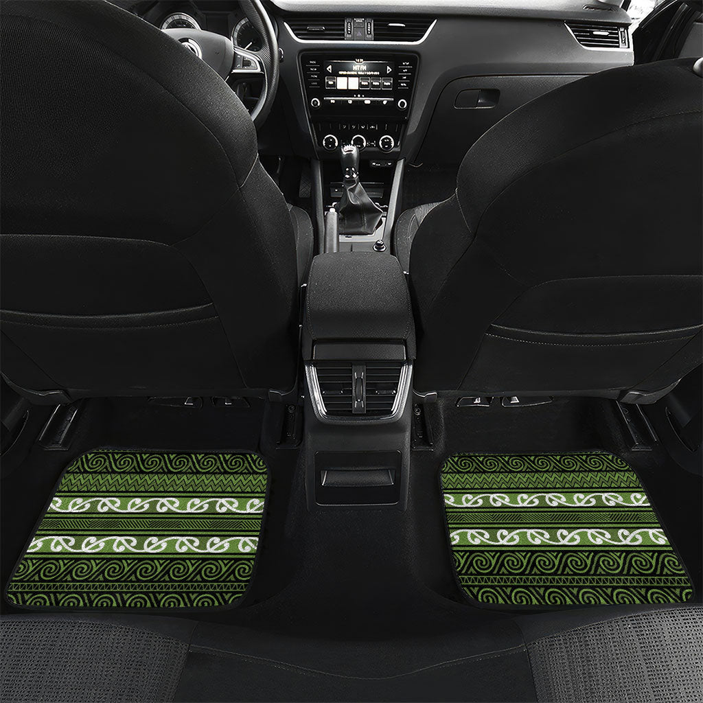 Aotearoa Iwi Ngāti Tama ki Taranaki Trust Car Mats Maori Wharenui House Tribal Pattern LT9 Set 2pcs - Back Lime - Polynesian Pride