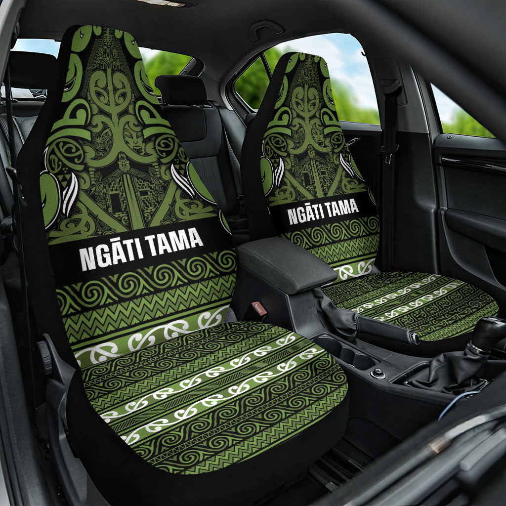 Aotearoa Iwi Ngāti Tama ki Taranaki Trust Car Seat Cover Maori Wharenui House Tribal Pattern LT9 One Size Lime - Polynesian Pride