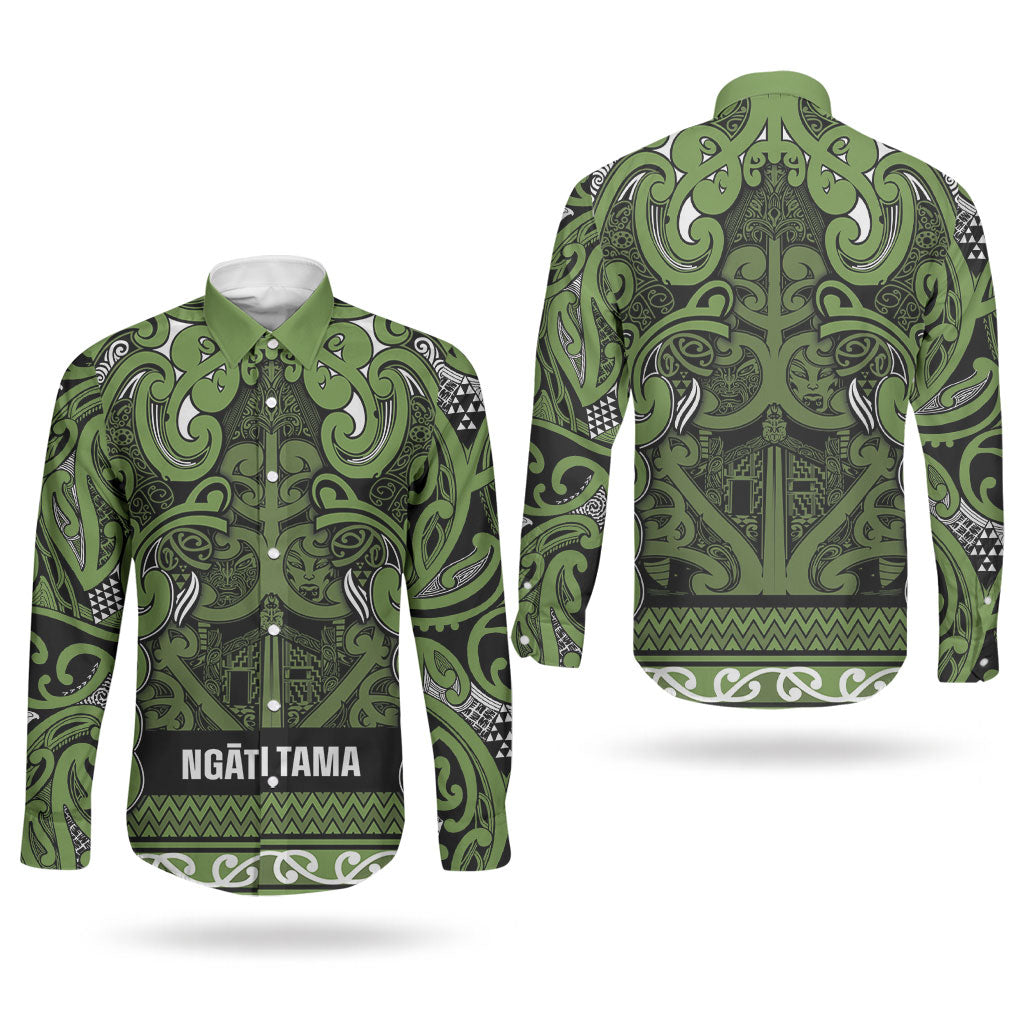 Aotearoa Iwi Ngāti Tama ki Taranaki Trust Couples Matching Off Shoulder Maxi Dress and Long Sleeve Button Shirt Maori Wharenui House Tribal Pattern LT9 - Polynesian Pride