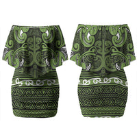 Aotearoa Iwi Ngāti Tama ki Taranaki Trust Couples Matching Off Shoulder Short Dress and Hawaiian Shirt Maori Wharenui House Tribal Pattern LT9 - Polynesian Pride