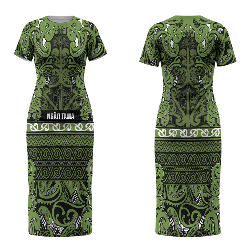 Aotearoa Iwi Ngāti Tama ki Taranaki Trust Couples Matching Short Sleeve Bodycon Dress and Hawaiian Shirt Maori Wharenui House Tribal Pattern LT9 - Polynesian Pride