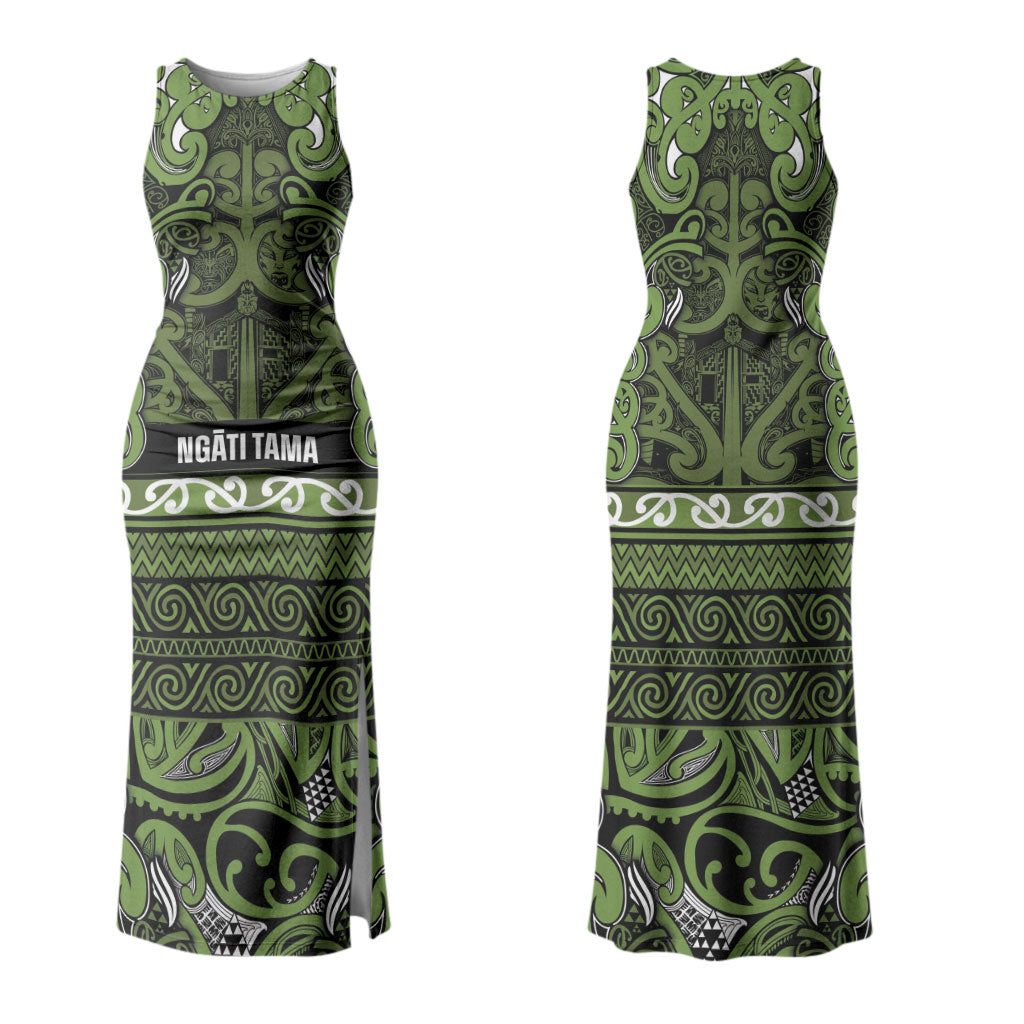 Aotearoa Iwi Ngāti Tama ki Taranaki Trust Couples Matching Tank Maxi Dress and Long Sleeve Button Shirt Maori Wharenui House Tribal Pattern LT9 - Polynesian Pride