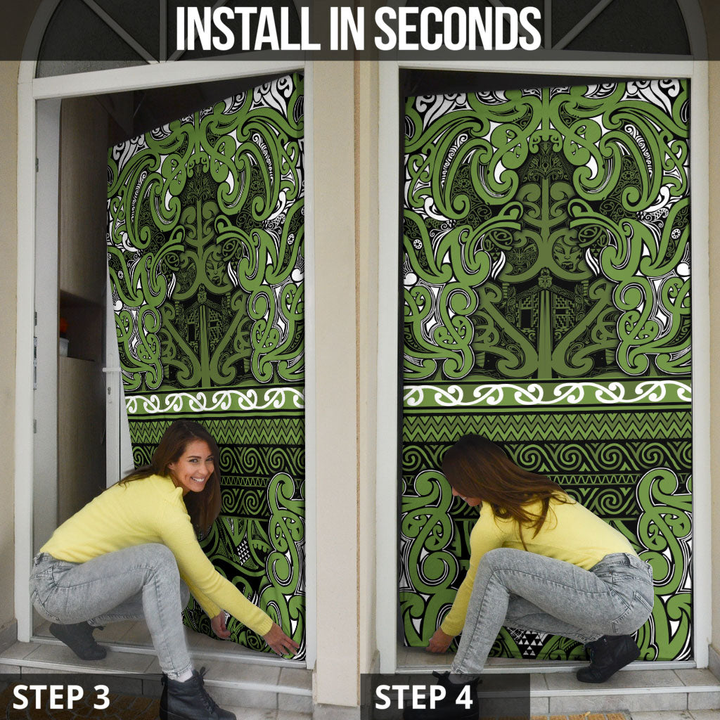 Aotearoa Iwi Ngāti Tama ki Taranaki Trust Door Cover Maori Wharenui House Tribal Pattern LT9 - Polynesian Pride