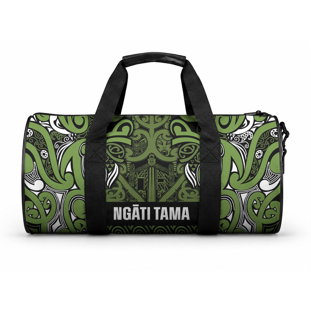 Aotearoa Iwi Ngāti Tama ki Taranaki Trust Duffle Bag Maori Wharenui House Tribal Pattern