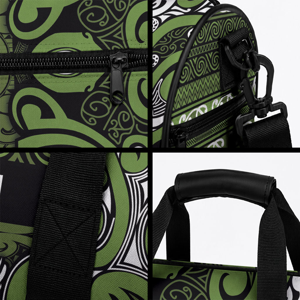 Aotearoa Iwi Ngāti Tama ki Taranaki Trust Duffle Bag Maori Wharenui House Tribal Pattern