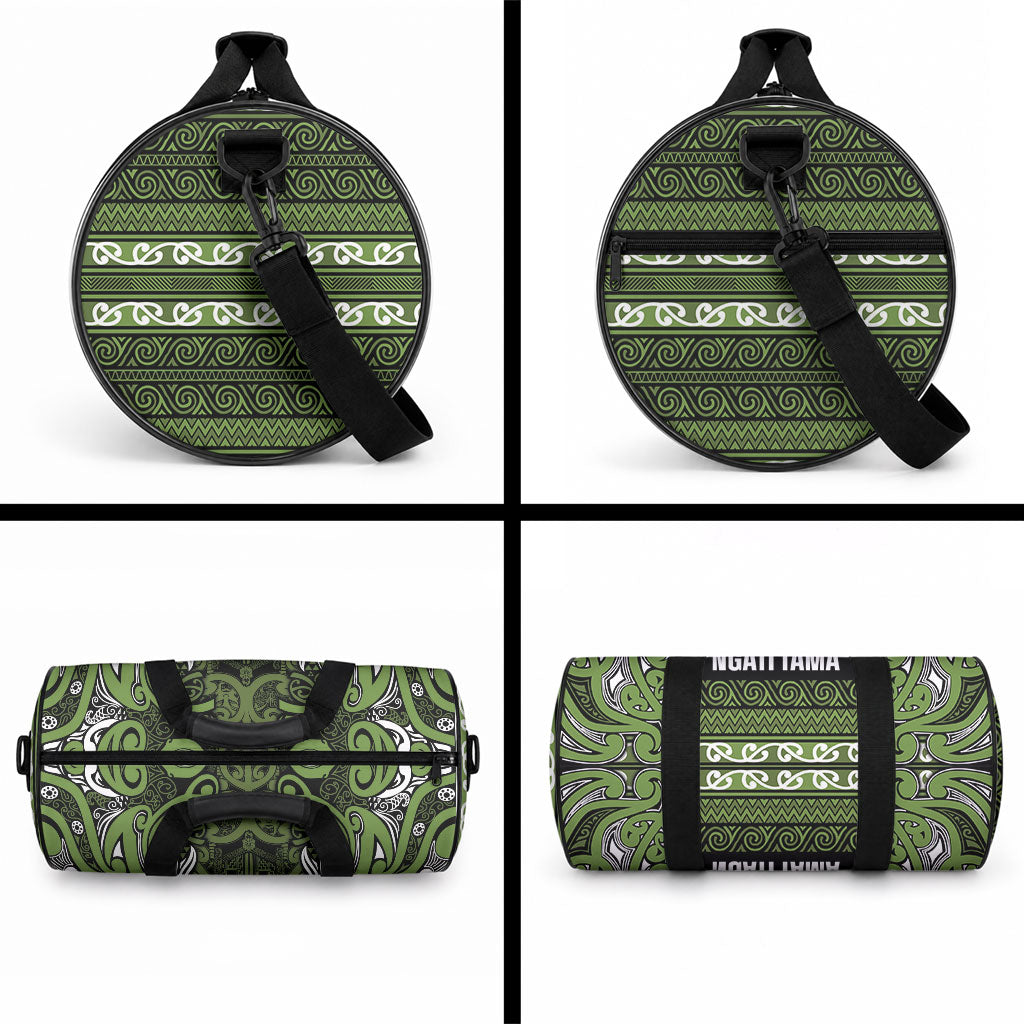 Aotearoa Iwi Ngāti Tama ki Taranaki Trust Duffle Bag Maori Wharenui House Tribal Pattern