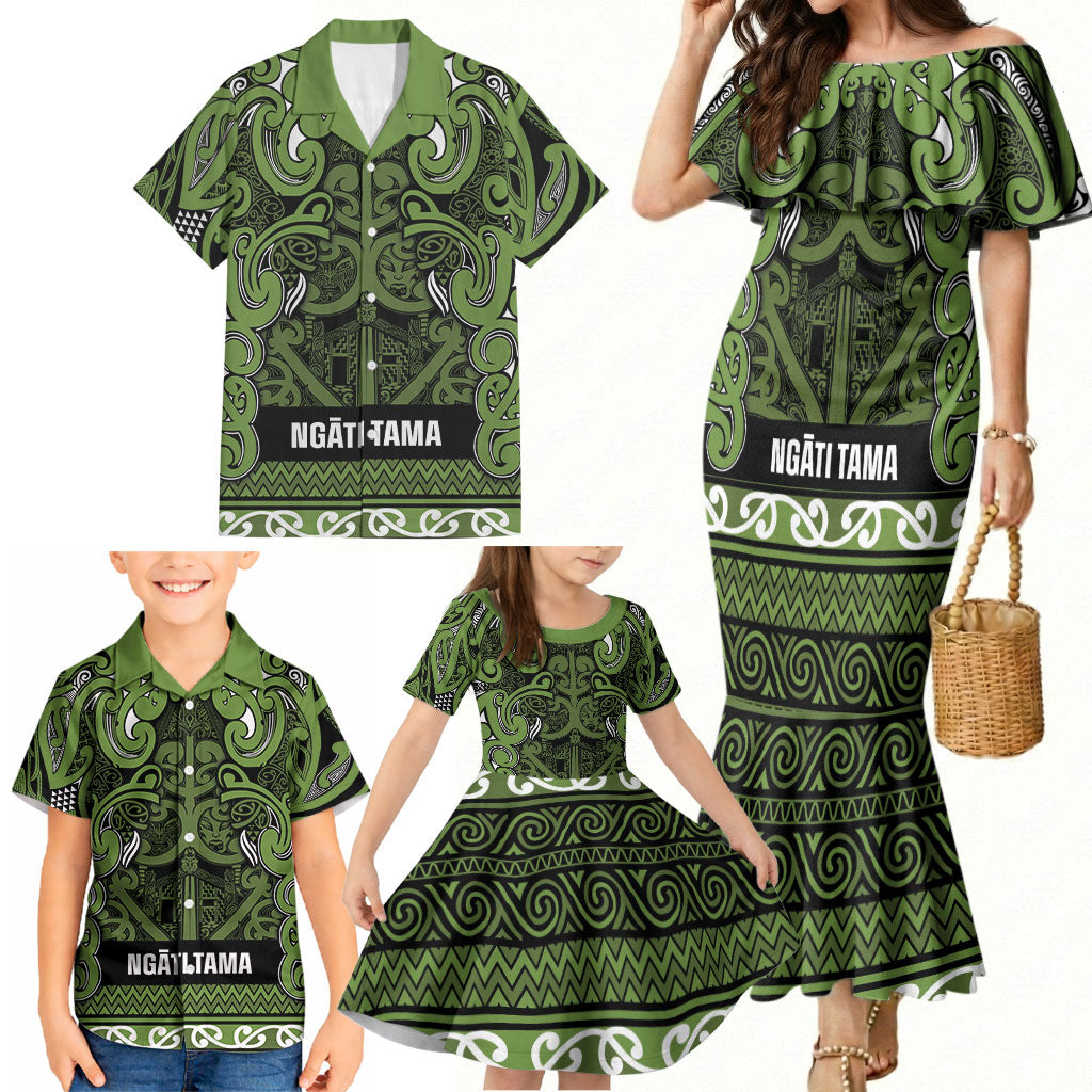 Aotearoa Iwi Ngāti Tama ki Taranaki Trust Family Matching Mermaid Dress and Hawaiian Shirt Maori Wharenui House Tribal Pattern LT9 - Polynesian Pride