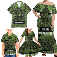 Aotearoa Iwi Ngāti Tama ki Taranaki Trust Family Matching Off Shoulder Maxi Dress and Hawaiian Shirt Maori Wharenui House Tribal Pattern LT9 - Polynesian Pride