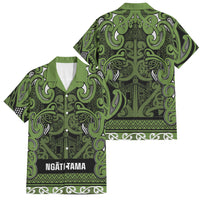 Aotearoa Iwi Ngāti Tama ki Taranaki Trust Family Matching Off Shoulder Short Dress and Hawaiian Shirt Maori Wharenui House Tribal Pattern LT9 Dad's Shirt - Short Sleeve Lime - Polynesian Pride