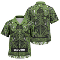 Aotearoa Iwi Ngāti Tama ki Taranaki Trust Family Matching Off Shoulder Short Dress and Hawaiian Shirt Maori Wharenui House Tribal Pattern LT9 Son's Shirt Lime - Polynesian Pride