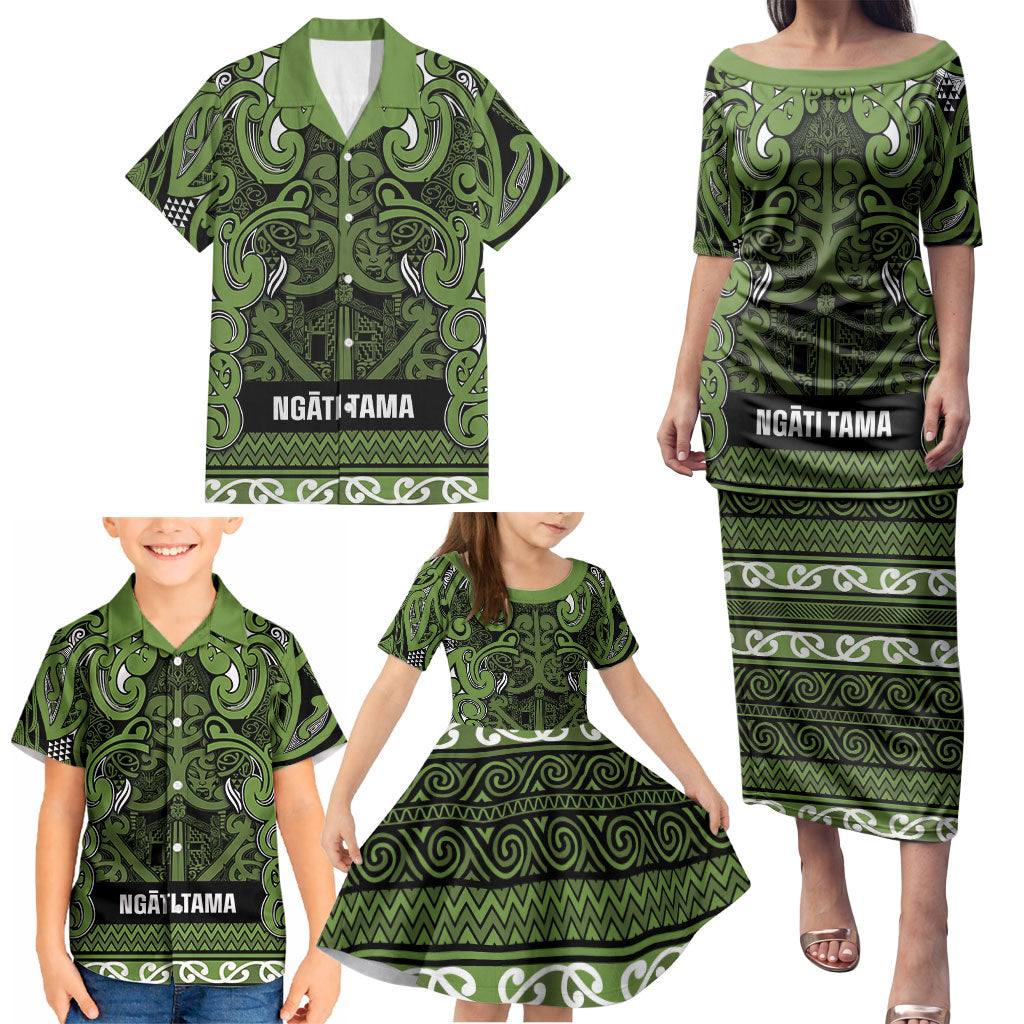 Aotearoa Iwi Ngāti Tama ki Taranaki Trust Family Matching Puletasi and Hawaiian Shirt Maori Wharenui House Tribal Pattern LT9 - Polynesian Pride