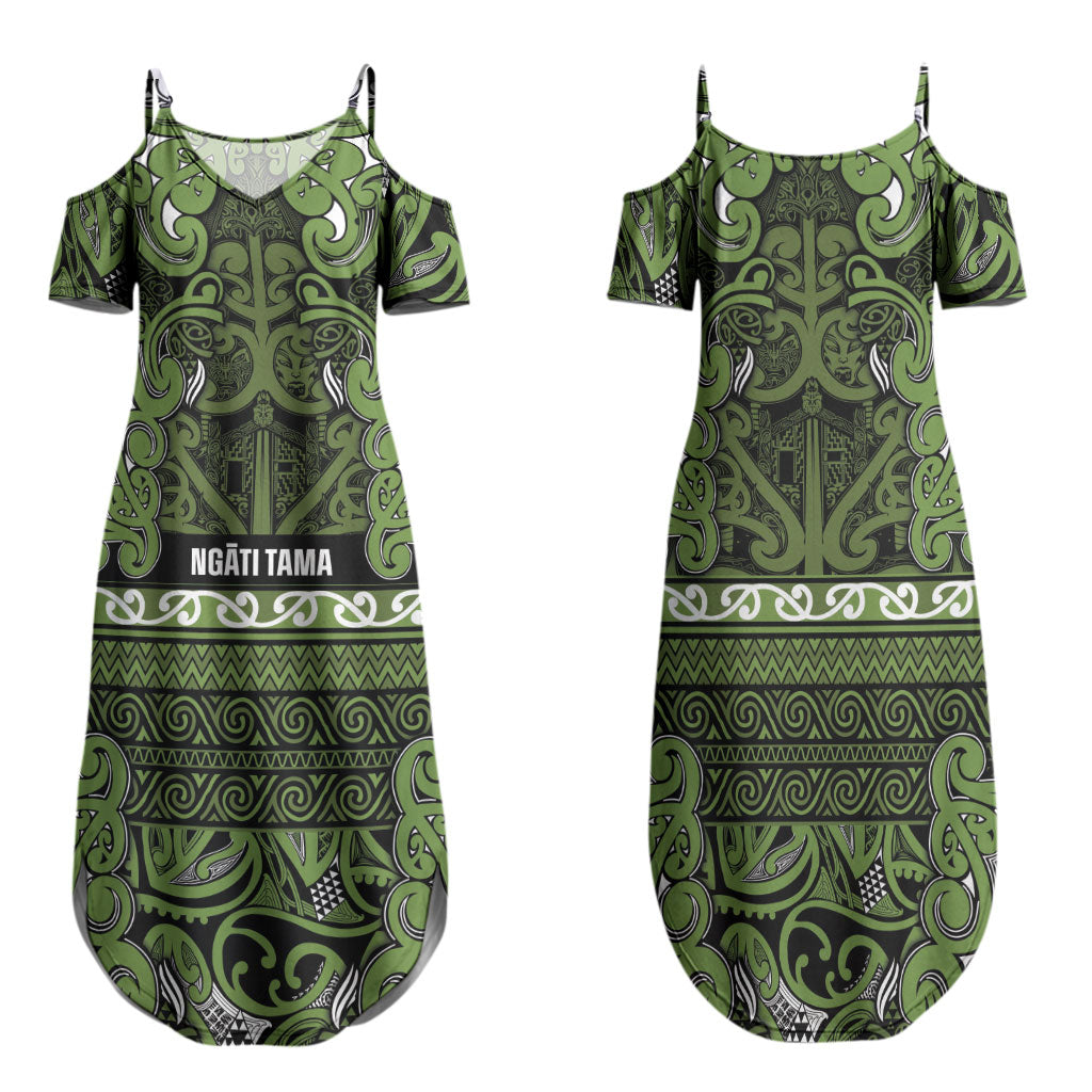 Aotearoa Iwi Ngāti Tama ki Taranaki Trust Family Matching Summer Maxi Dress and Hawaiian Shirt Maori Wharenui House Tribal Pattern LT9 Mom's Dress Lime - Polynesian Pride