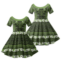 Aotearoa Iwi Ngāti Tama ki Taranaki Trust Family Matching Summer Maxi Dress and Hawaiian Shirt Maori Wharenui House Tribal Pattern LT9 Daughter's Dress Lime - Polynesian Pride